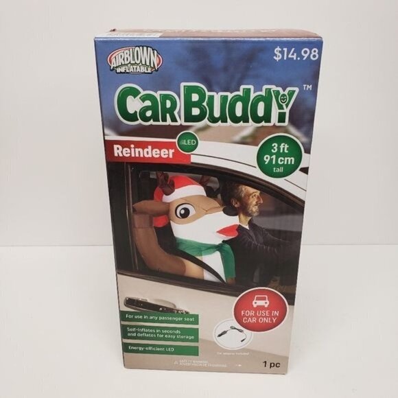 Gemmy Airblown Car Buddy Inflatable 3 Foot Reindeer Christmas Holiday - Picture 4 of 4
